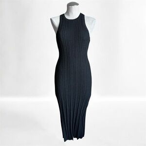 Double Zero Black Ribbed Sleeveless Midi Dress Size M